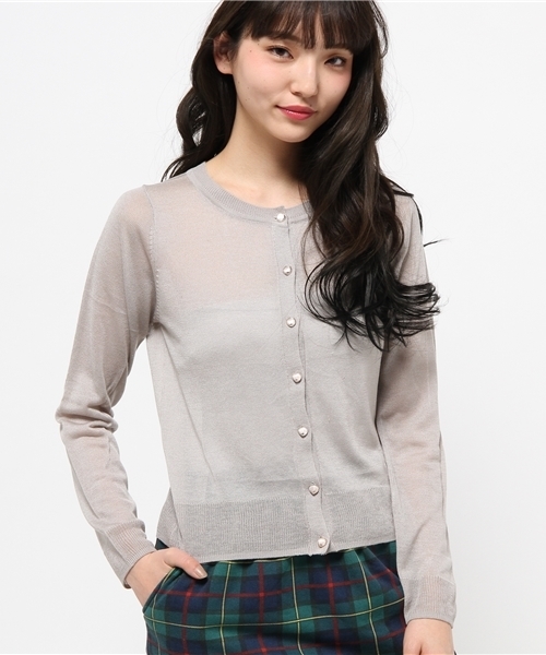 one after another NICE CLAUP(ワンアフターアナザーナイスクラップ)の「【ナイスクラップ】シェルボタンカーディガン(カーディガン/ボレロ・レディース・レッド/ネイビー/オフホワイト/イエロー/グレー・FREE)」の3枚目の写真