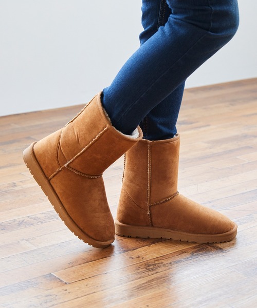 mooimooi（モーイモーイ）の「防寒 撥水 ショートムートンブーツ（ブーツ・レディース・チャコールグレー/ブラック/ダークブラウン/ベージュ/ブルー/ホワイト系その他/キャメル・LL/3L/4L/S/M/L）」の7枚目の写真