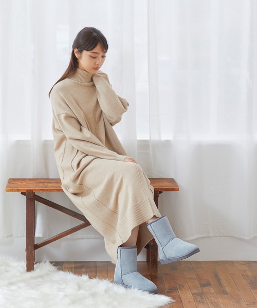 mooimooi（モーイモーイ）の「防寒 撥水 ショートムートンブーツ（ブーツ・レディース・チャコールグレー/ブラック/ダークブラウン/ベージュ/ブルー/ホワイト系その他/キャメル・LL/3L/4L/S/M/L）」の8枚目の写真