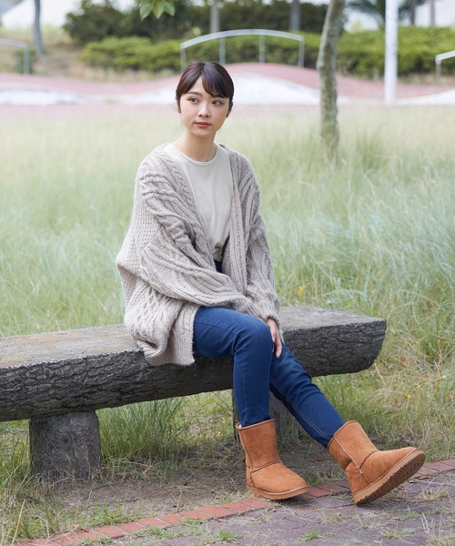 mooimooi（モーイモーイ）の「防寒 撥水 ショートムートンブーツ（ブーツ・レディース・チャコールグレー/ブラック/ダークブラウン/ベージュ/ブルー/ホワイト系その他/キャメル・LL/3L/4L/S/M/L）」の14枚目の写真