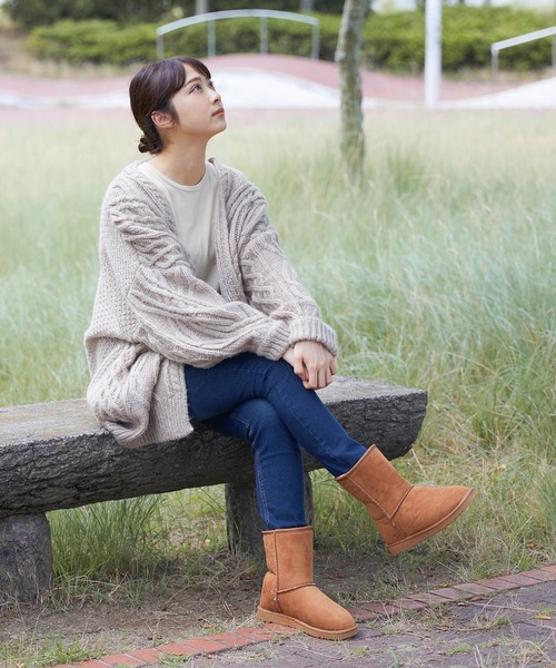 mooimooi（モーイモーイ）の「防寒 撥水 ショートムートンブーツ（ブーツ・レディース・チャコールグレー/ブラック/ダークブラウン/ベージュ/ブルー/ホワイト系その他/キャメル・LL/3L/4L/S/M/L）」の15枚目の写真