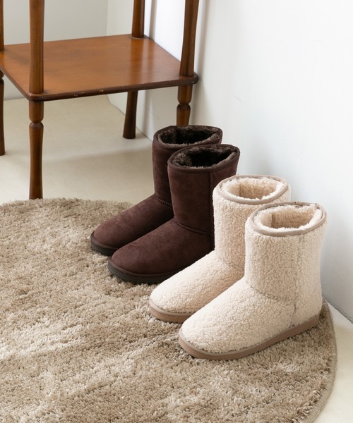 mooimooi（モーイモーイ）の「防寒 撥水 ショートムートンブーツ（ブーツ・レディース・チャコールグレー/ブラック/ダークブラウン/ベージュ/ブルー/ホワイト系その他/キャメル・LL/3L/4L/S/M/L）」の21枚目の写真