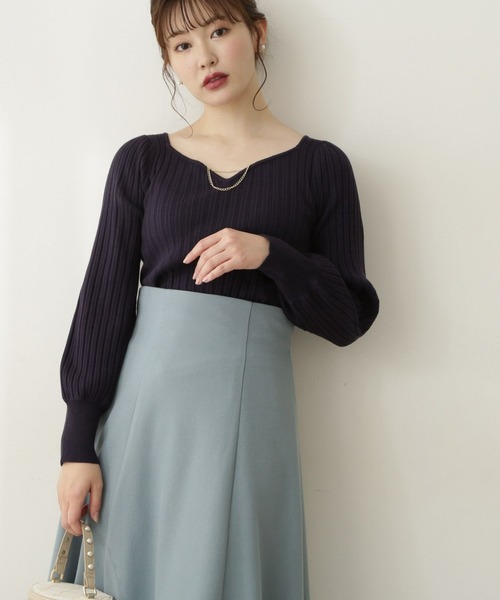 PROPORTION BODY DRESSING(プロポーションボディドレッシング)の「ハートカットチェーン付きニット / 1212270909(ニット/セーター・レディース・グレー/ベージュ/オフホワイト/ネイビー・MEDIUM/SMALL)」の12枚目の写真