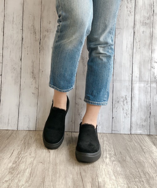 Noubel Voug Relax（ヌーベルヴォーグリラックス）の「フェイクムートンボアスリッポン（スリッポン・レディース・ブラック/ベージュ・LL/S/M/L）」の10枚目の写真