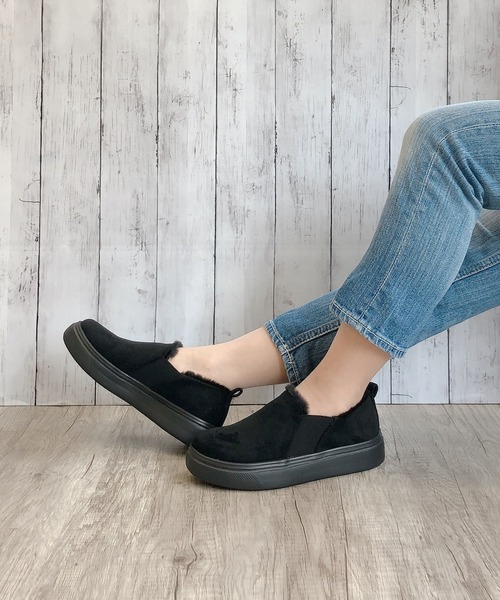 Noubel Voug Relax（ヌーベルヴォーグリラックス）の「フェイクムートンボアスリッポン（スリッポン・レディース・ブラック/ベージュ・LL/S/M/L）」の11枚目の写真