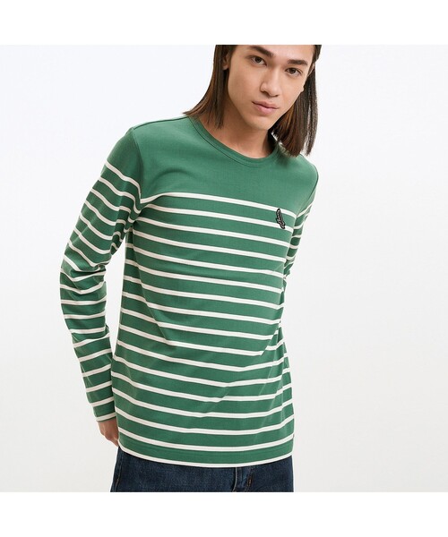 AIGLE(エーグル)の「ロングスリーブストライプTシャツ(Tシャツ/カットソー・メンズ・ネイビー/グリーン・S/M/L/XL)」の3枚目の写真