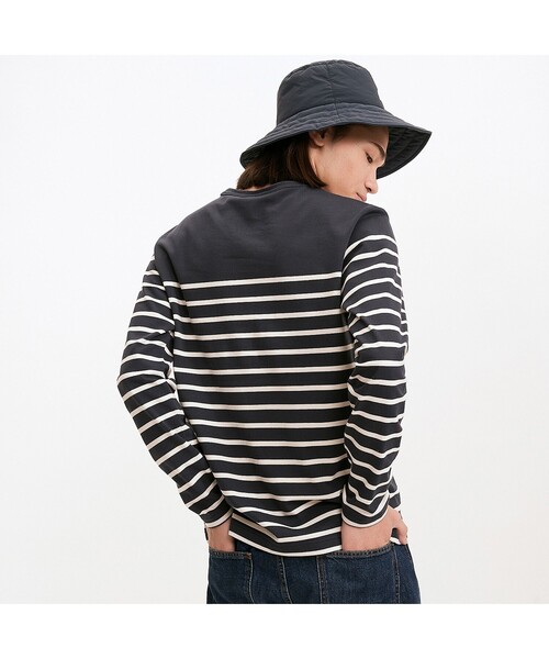 AIGLE(エーグル)の「ロングスリーブストライプTシャツ(Tシャツ/カットソー・メンズ・ネイビー/グリーン・S/M/L/XL)」の6枚目の写真