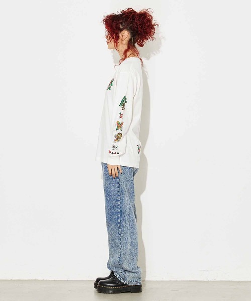 X-girl（エックスガール）の「X-girl × YUSUKE TATTOO L/S TEE（Tシャツ/カットソー・レディース・アッシュグレー/ライトブルー/ホワイト・L/XL/S/M）」の8枚目の写真