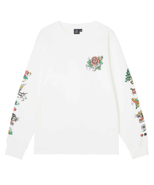 X-girl（エックスガール）の「X-girl × YUSUKE TATTOO L/S TEE（Tシャツ/カットソー・レディース・アッシュグレー/ライトブルー/ホワイト・L/XL/S/M）」の12枚目の写真