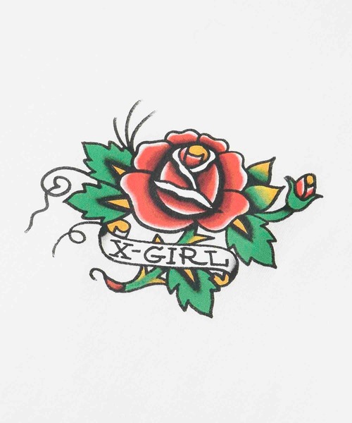 X-girl（エックスガール）の「X-girl × YUSUKE TATTOO L/S TEE（Tシャツ/カットソー・レディース・アッシュグレー/ライトブルー/ホワイト・L/XL/S/M）」の16枚目の写真