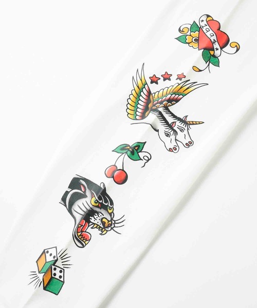 X-girl（エックスガール）の「X-girl × YUSUKE TATTOO L/S TEE（Tシャツ/カットソー・レディース・アッシュグレー/ライトブルー/ホワイト・L/XL/S/M）」の18枚目の写真