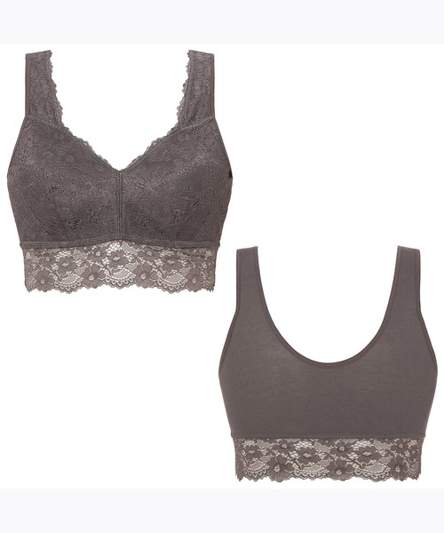 AMOSTYLE BY Triumph（アモスタイルバイトリンプ）の「【寝ている間にバストメイク！パワーネット素材で横流れ防止】【ノンワイヤー＆綿混リブ素材の快適な着け心地】AMOSTYLEレーシーナイトブラ コンフォートタッチ AMST1363 N-Top5 JX（ナイトブラ・レディース・ライラック/グレー・M/L/LL）」の10枚目の写真