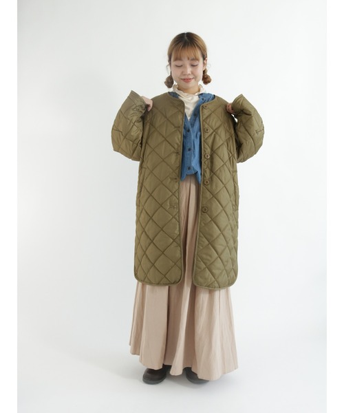 Samansa Mos2（サマンサ モスモス）の「キルトミドル丈ジャケット（テーラードジャケット・レディース・ネイビー/ベージュ/カーキ・ﾌﾘ-）」の5枚目の写真