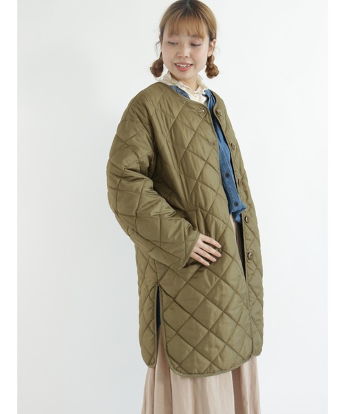 Samansa Mos2（サマンサ モスモス）の「キルトミドル丈ジャケット（テーラードジャケット・レディース・ネイビー/ベージュ/カーキ・ﾌﾘ-）」の7枚目の写真
