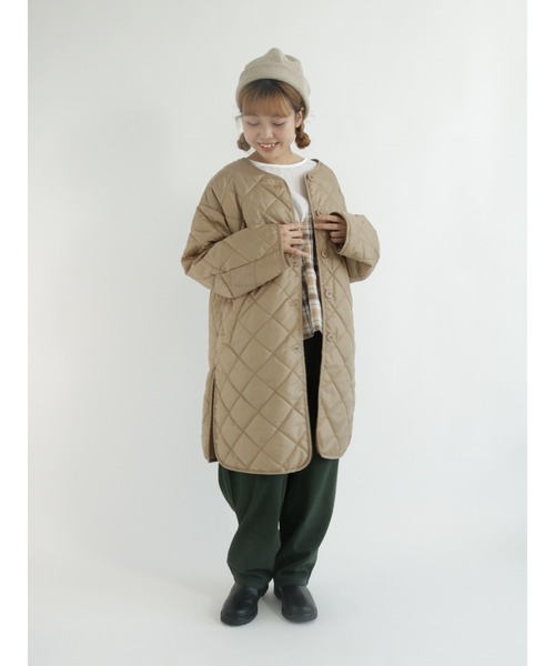 Samansa Mos2（サマンサ モスモス）の「キルトミドル丈ジャケット（テーラードジャケット・レディース・ネイビー/ベージュ/カーキ・ﾌﾘ-）」の8枚目の写真