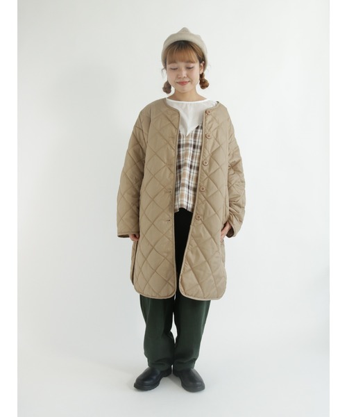 Samansa Mos2（サマンサ モスモス）の「キルトミドル丈ジャケット（テーラードジャケット・レディース・ネイビー/ベージュ/カーキ・ﾌﾘ-）」の10枚目の写真