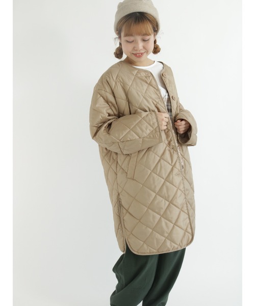 Samansa Mos2（サマンサ モスモス）の「キルトミドル丈ジャケット（テーラードジャケット・レディース・ネイビー/ベージュ/カーキ・ﾌﾘ-）」の11枚目の写真