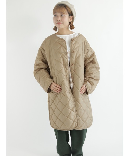 Samansa Mos2（サマンサ モスモス）の「キルトミドル丈ジャケット（テーラードジャケット・レディース・ネイビー/ベージュ/カーキ・ﾌﾘ-）」の13枚目の写真