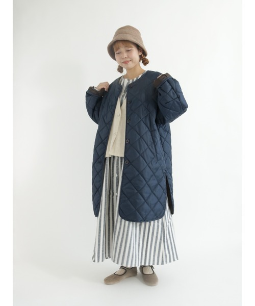 Samansa Mos2（サマンサ モスモス）の「キルトミドル丈ジャケット（テーラードジャケット・レディース・ネイビー/ベージュ/カーキ・ﾌﾘ-）」の14枚目の写真