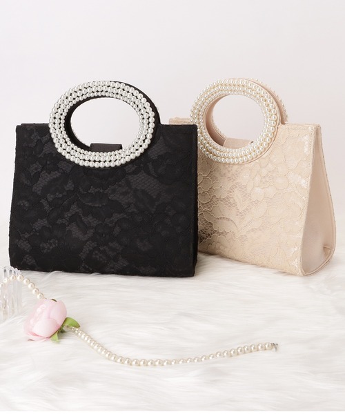 Lace Ladies（レースレディース）の「フラワーレース2wayパーティーバッグ（クラッチバッグ・レディース・ブラック/アイボリー・FREE）」の3枚目の写真