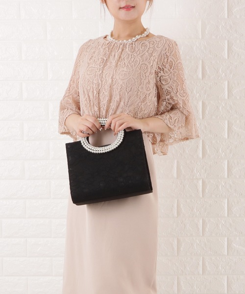 Lace Ladies（レースレディース）の「フラワーレース2wayパーティーバッグ（クラッチバッグ・レディース・ブラック/アイボリー・FREE）」の4枚目の写真