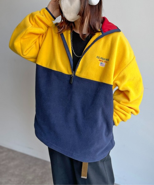 U.S. POLO ASSN.(ユーエスポロアッスン)の「1ポイント刺繍 別注バイカラーフリースアノラック(その他トップス・メンズ・イエロー/ネイビー・MEDIUM/LARGE)」の9枚目の写真