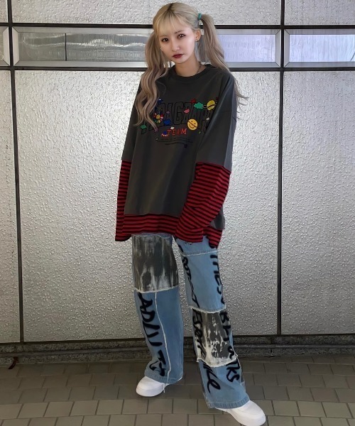 Paragraph（パラグラフ）の「A'GEM/9 × .kom『paragraph/パラグラフ』袖切り替え ロングスリーブ（Tシャツ/カットソー・メンズ・チャコールグレー/ライトグレー/グレー・FREE）」の9枚目の写真