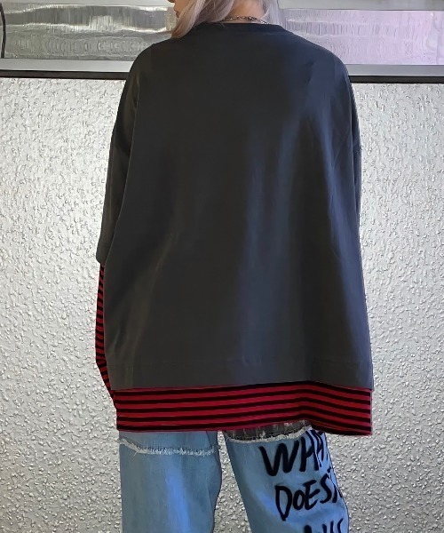 Paragraph（パラグラフ）の「A'GEM/9 × .kom『paragraph/パラグラフ』袖切り替え ロングスリーブ（Tシャツ/カットソー・メンズ・チャコールグレー/ライトグレー/グレー・FREE）」の12枚目の写真