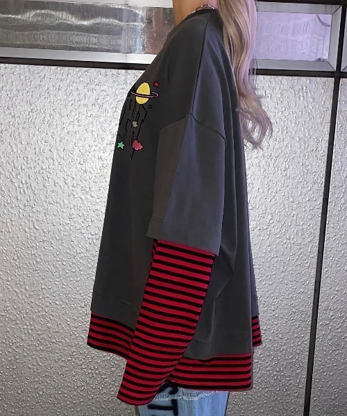 Paragraph（パラグラフ）の「A'GEM/9 × .kom『paragraph/パラグラフ』袖切り替え ロングスリーブ（Tシャツ/カットソー・メンズ・チャコールグレー/ライトグレー/グレー・FREE）」の13枚目の写真