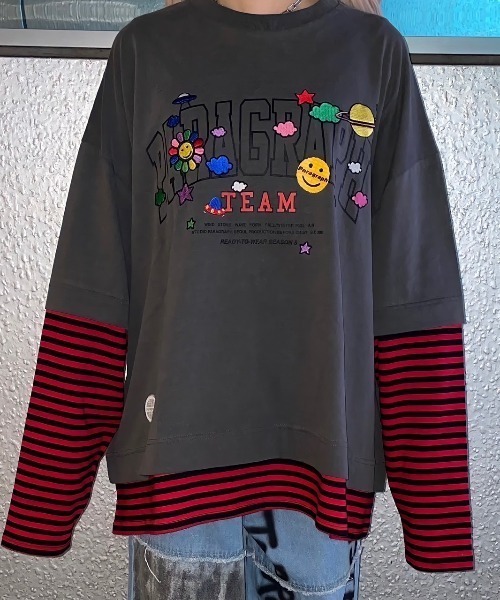 Paragraph（パラグラフ）の「A'GEM/9 × .kom『paragraph/パラグラフ』袖切り替え ロングスリーブ（Tシャツ/カットソー・メンズ・チャコールグレー/ライトグレー/グレー・FREE）」の14枚目の写真