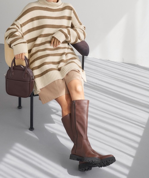 Chaco closet（チャコ クローゼット）の「モヘアライクボーダータートルニットプルオーバー（ニット/セーター・レディース・アイボリー/ブラウン/ベージュ/ネイビー/ブラック/ダークグリーン・FREE）」の12枚目の写真