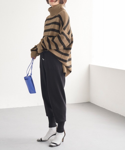 Chaco closet（チャコ クローゼット）の「モヘアライクボーダータートルニットプルオーバー（ニット/セーター・レディース・アイボリー/ブラウン/ベージュ/ネイビー/ブラック/ダークグリーン・FREE）」の7枚目の写真