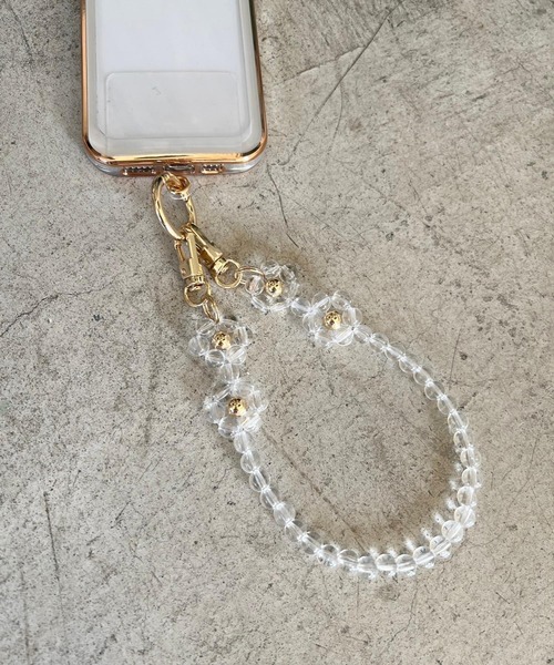 Me%(ミィパーセント)の「【ストラップシート付き】オハナハンドルストラップ 170697(スマホグッズ・レディース・ブラック/ホワイト/ライトパープル/その他1/ブルー/グレー/オフホワイト/ブルー系その他/グリーン/レッド/ラメ・FREE)」の2枚目の写真