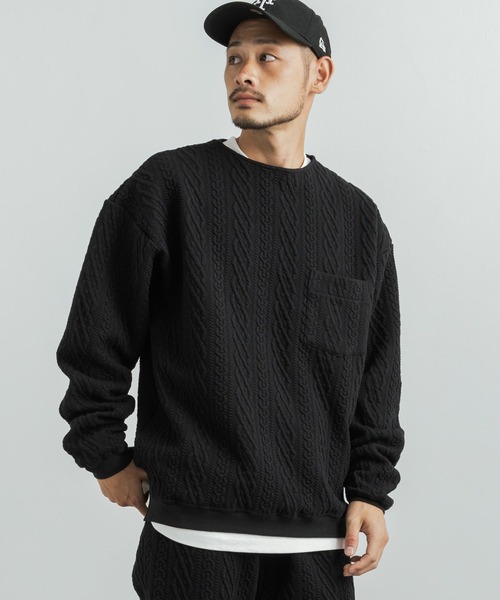 Audience(オーディエンス)の「日本製 コットンキルト クルーネックプルオーバースウェット オーバーサイズ AUD6380(スウェット・メンズ・チャコール/ネイビー/ブラック/オリーブ系/ブラック系/オリーブ・L/XL/M)」の2枚目の写真