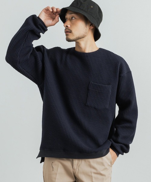 Audience(オーディエンス)の「日本製 コットンキルト クルーネックプルオーバースウェット オーバーサイズ AUD6380(スウェット・メンズ・チャコール/ネイビー/ブラック/オリーブ系/ブラック系/オリーブ・L/XL/M)」の6枚目の写真