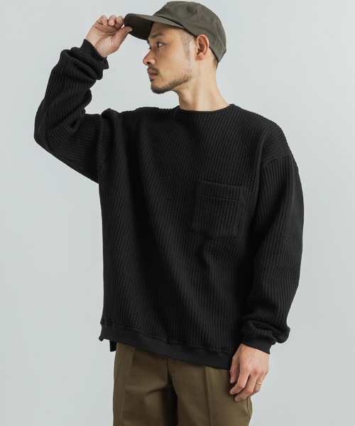 Audience(オーディエンス)の「日本製 コットンキルト クルーネックプルオーバースウェット オーバーサイズ AUD6380(スウェット・メンズ・チャコール/ネイビー/ブラック/オリーブ系/ブラック系/オリーブ・L/XL/M)」の1枚目の写真