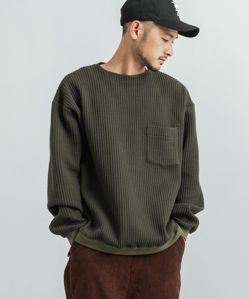 Audience(オーディエンス)の「日本製 コットンキルト クルーネックプルオーバースウェット オーバーサイズ AUD6380(スウェット・メンズ・チャコール/ネイビー/ブラック/オリーブ系/ブラック系/オリーブ・L/XL/M)」の9枚目の写真