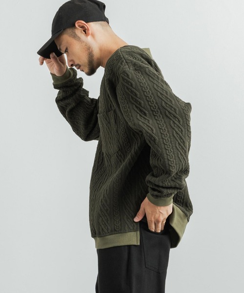 Audience(オーディエンス)の「日本製 コットンキルト クルーネックプルオーバースウェット オーバーサイズ AUD6380(スウェット・メンズ・チャコール/ネイビー/ブラック/オリーブ系/ブラック系/オリーブ・L/XL/M)」の12枚目の写真