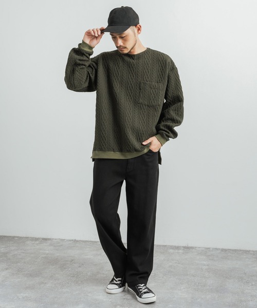 Audience(オーディエンス)の「日本製 コットンキルト クルーネックプルオーバースウェット オーバーサイズ AUD6380(スウェット・メンズ・チャコール/ネイビー/ブラック/オリーブ系/ブラック系/オリーブ・L/XL/M)」の13枚目の写真