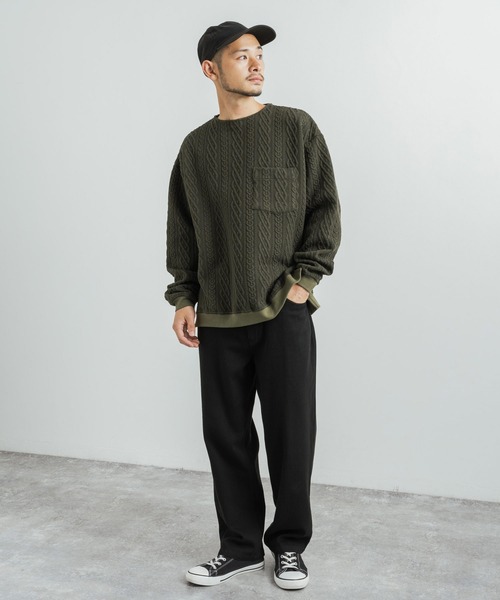 Audience(オーディエンス)の「日本製 コットンキルト クルーネックプルオーバースウェット オーバーサイズ AUD6380(スウェット・メンズ・チャコール/ネイビー/ブラック/オリーブ系/ブラック系/オリーブ・L/XL/M)」の14枚目の写真