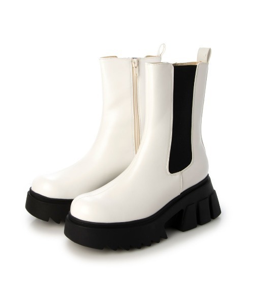 Realta（レアルタ）の「Realta(レアルタ)厚底ボリュームソールサイドゴアブーツ（ブーツ・レディース・ホワイト/ブラック系その他/ブラック/ダークブラウン・S/L/LL/M）」の16枚目の写真
