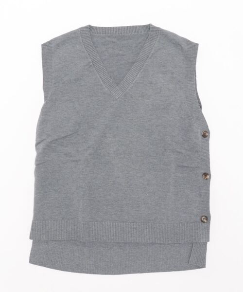セール】ニットベスト トップス レディース スリット ボタン