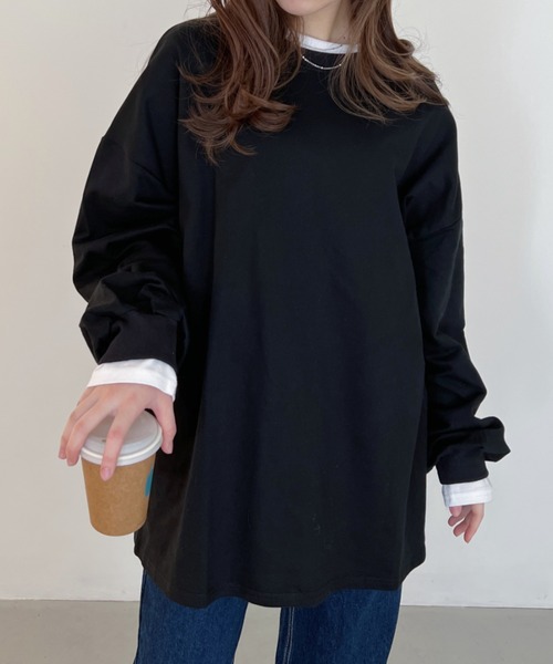 CLEA(クレア)の「ボーダールーズプルオーバートップス(Tシャツ/カットソー・レディース・ブラック系その他/ブラック/ホワイト系その他/ベージュ・FREE)」の3枚目の写真
