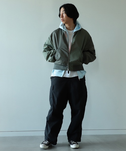 【美品】【Lサイズ】【BEAMS】【MA-1】【ブラック】【クレイジー】L-2B BEAMS（ビームス）ルーズフィット クレイジー MA-1（ブルゾン