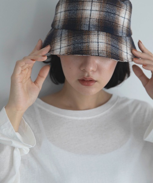 marjour(マージュール)の「CHECK BUCKET HAT(ハット・レディース・ブラウン・FREE)」の1枚目の写真