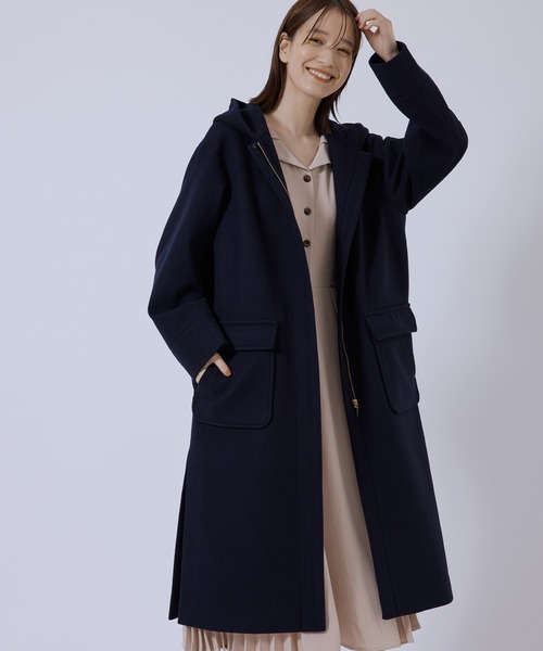 Jayro（ジャイロ）の「ジャージメルトンフードロングコート（ダッフルコート・レディース・ネイビー/ブラウン系その他2/ベージュ系その他・M）」の6枚目の写真