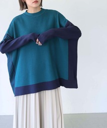 vingtrois | 【Vingtrois】クルーネックボーダーポンチョニット(ニット/セーター)