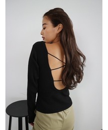 TRUNC | Back Open Rib Pullover(Tシャツ/カットソー)