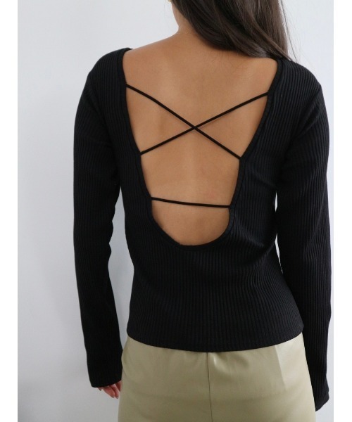 TRUNC(トランクエイティーエイト)の「Back Open Rib Pullover(Tシャツ/カットソー・レディース・アイボリー/ブラック/ダークグリーン・FREE)」の14枚目の写真