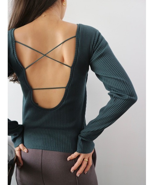 TRUNC(トランクエイティーエイト)の「Back Open Rib Pullover(Tシャツ/カットソー・レディース・アイボリー/ブラック/ダークグリーン・FREE)」の17枚目の写真